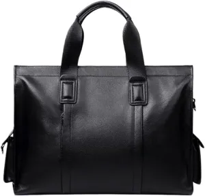 JSEIAJB Genuine Leather Men's Handbag Cowhide Computer Bag 14 Inch Business Large Capacity Crossbody Briefcase