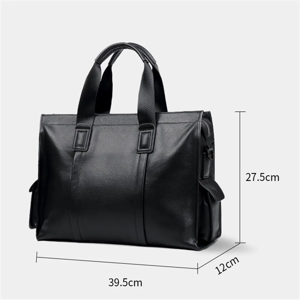 JSEIAJB Genuine Leather Men's Handbag Cowhide Computer Bag 14 Inch Business Large Capacity Crossbody Briefcase