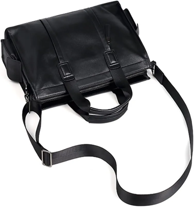 JSEIAJB Genuine Leather Men's Handbag Cowhide Computer Bag 14 Inch Business Large Capacity Crossbody Briefcase