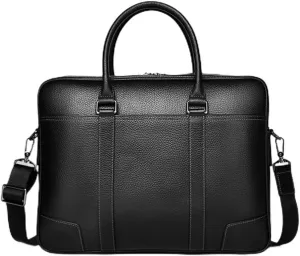 JSEIAJB Handbag Leather Men's Computer Bag Cowhide 15 Inch Business Briefcase Large Capacity