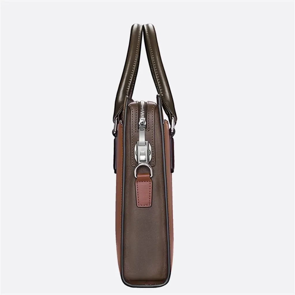 JSEIAJB Handbag Men's Leather Men's Computer Briefcase Layer Cowhide Business Men's Bags