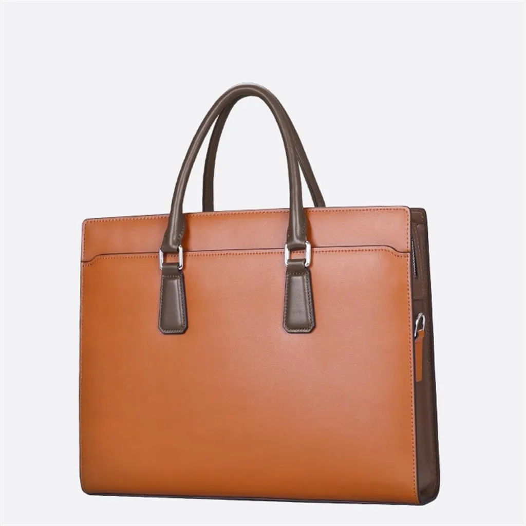 JSEIAJB Handbag Men's Leather Men's Computer Briefcase Layer Cowhide Business Men's Bags