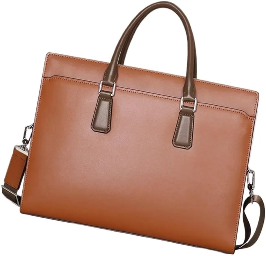 JSEIAJB Handbag Men's Leather Men's Computer Briefcase Layer Cowhide Business Men's Bags