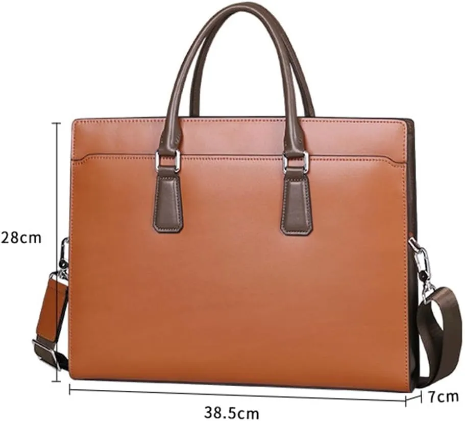 JSEIAJB Handbag Men's Leather Men's Computer Briefcase Layer Cowhide Business Men's Bags