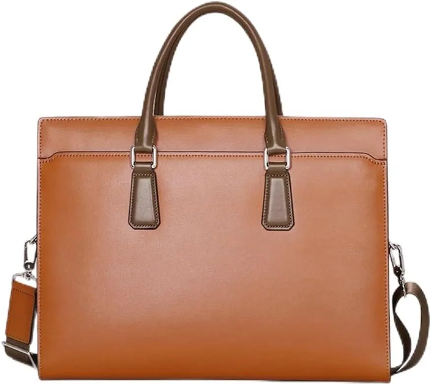 JSEIAJB Handbag Men's Leather Men's Computer Briefcase Layer Cowhide Business Men's Bags