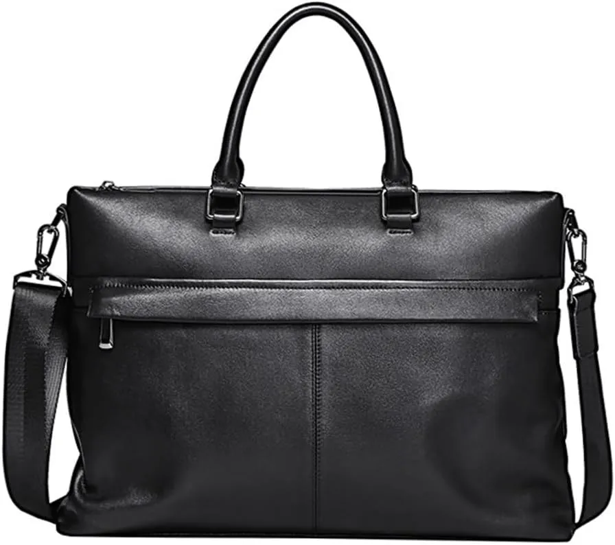 JSEIAJB Men's Bags Leather Men's Handbags Cowhide Computer Bag 15.6 Inch Business Large Capacity Briefcase Crossbody Bag