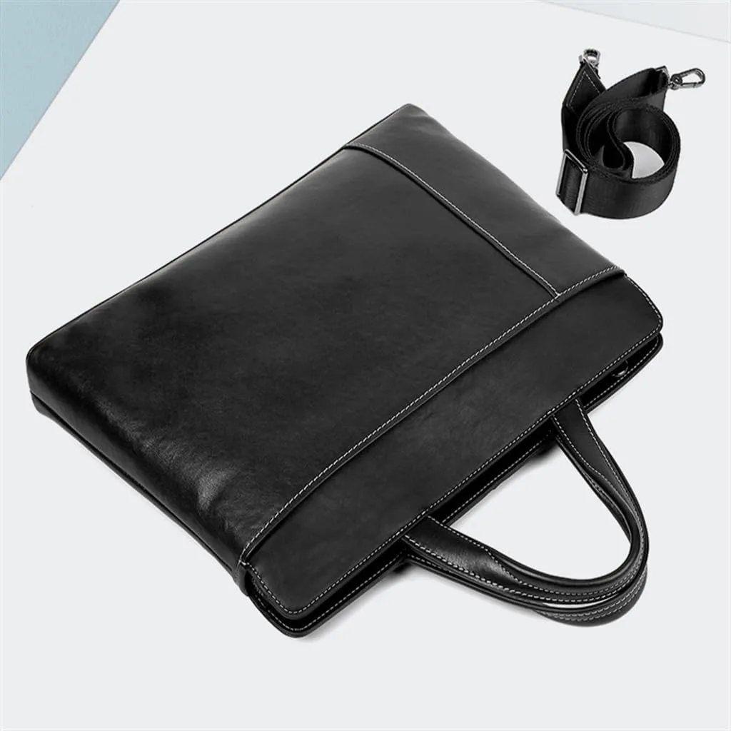JSEIAJB Men's Briefcase Leather Men's Bag Horizontal Handbag Computer Bag Business Casual Men's Crossbody Bag