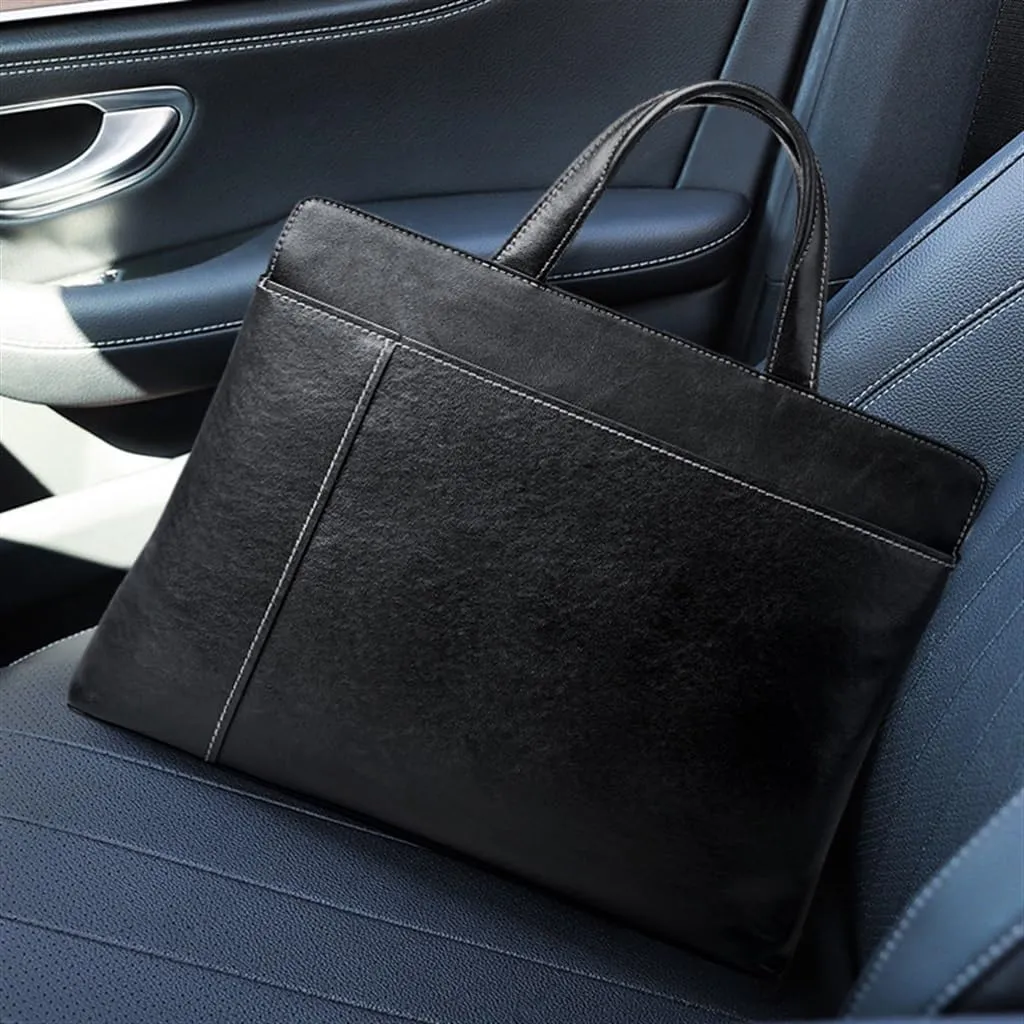 JSEIAJB Men's Briefcase Leather Men's Bag Horizontal Handbag Computer Bag Business Casual Men's Crossbody Bag