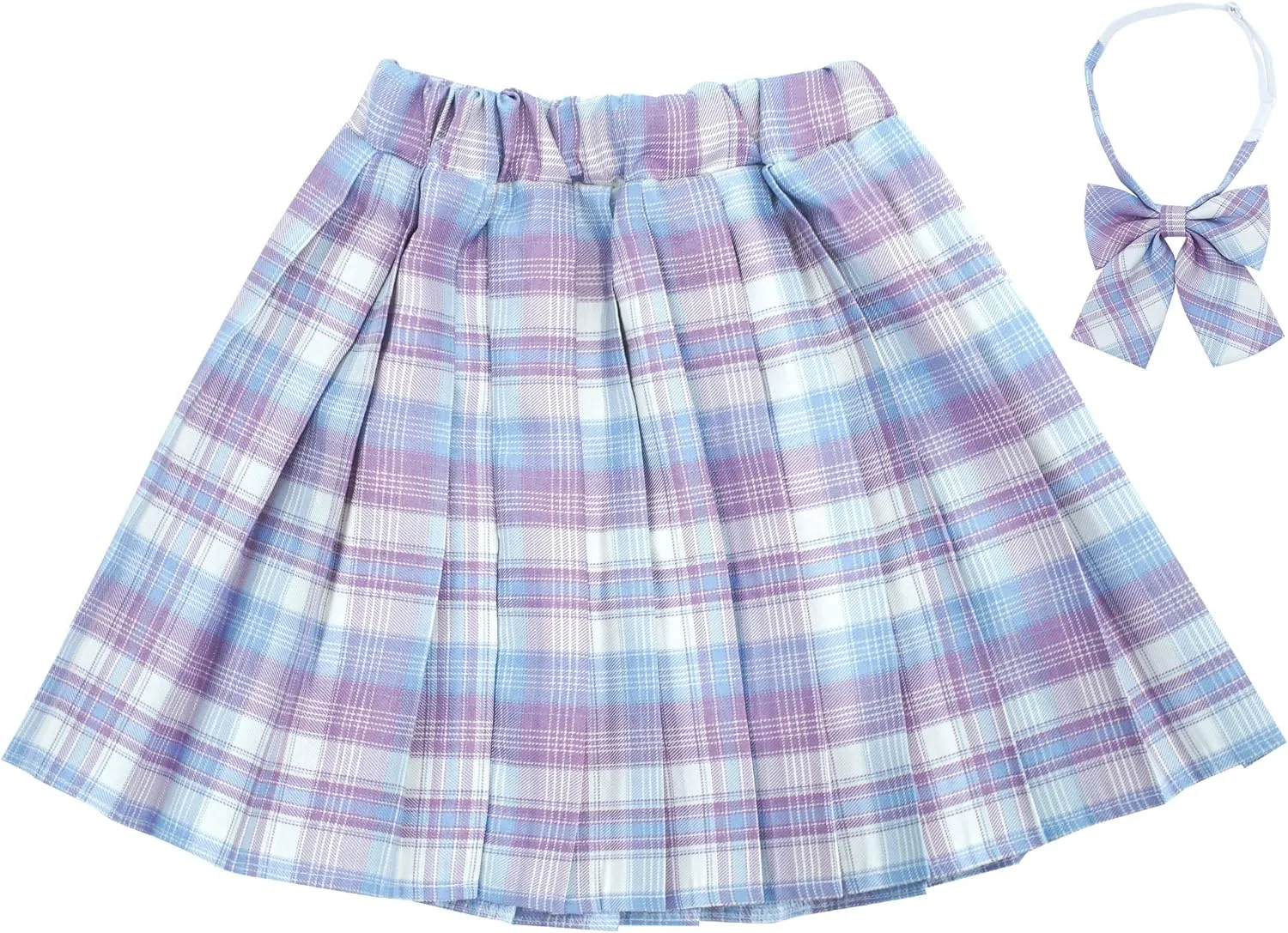 Kids Girls Pleated Plaid Skirt with Inner Shorts Elastic High Waist School Uniform Mini JK Skorts