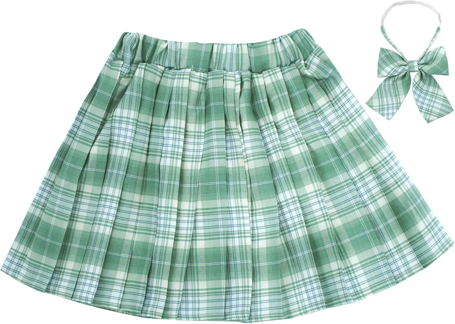 Kids Girls Pleated Plaid Skirt with Inner Shorts Elastic High Waist School Uniform Mini JK Skorts