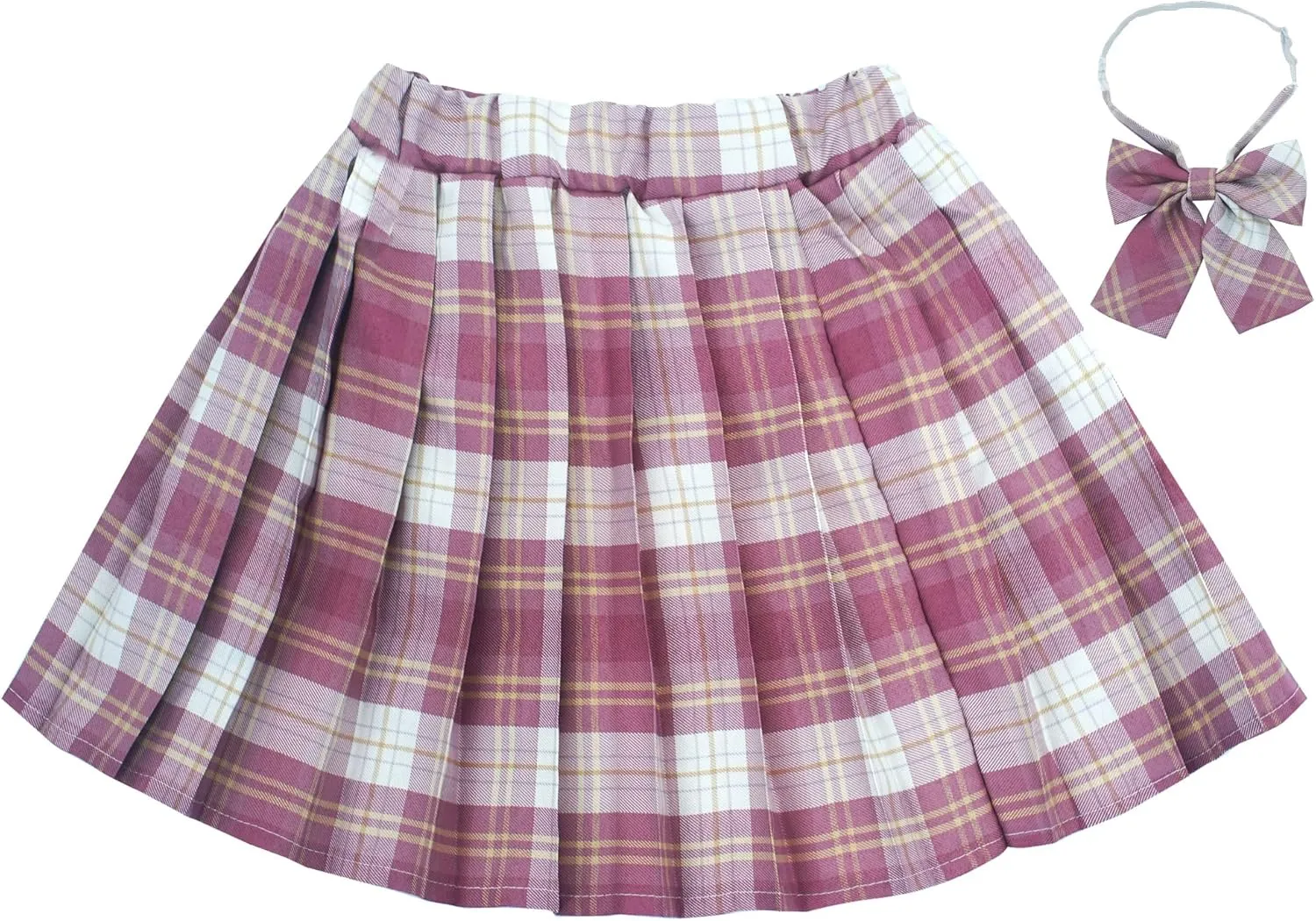 Kids Girls Pleated Plaid Skirt with Inner Shorts Elastic High Waist School Uniform Mini JK Skorts