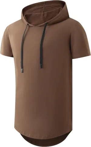 KLIEGOU Mens 100 Cotton Hipster Hip Hop Longline Hoodie T-Shirt Pre - Shrunk S-XXXL