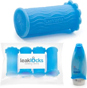 LeakLocks Toiletry Skins Elastic Sleeve for Leak Proofing Travel Container in Luggage. For Standard and Travel Sized Toiletries. Reusable Accessory for Travel Bag Suitcase and Carry-on Luggage