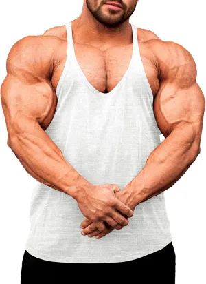 Lehmanlin Men's Bodybuilding Stringer Tank Tops Y-Back Gym Fitness Muscle T Shirt Quick Dry (1or3 Pack)