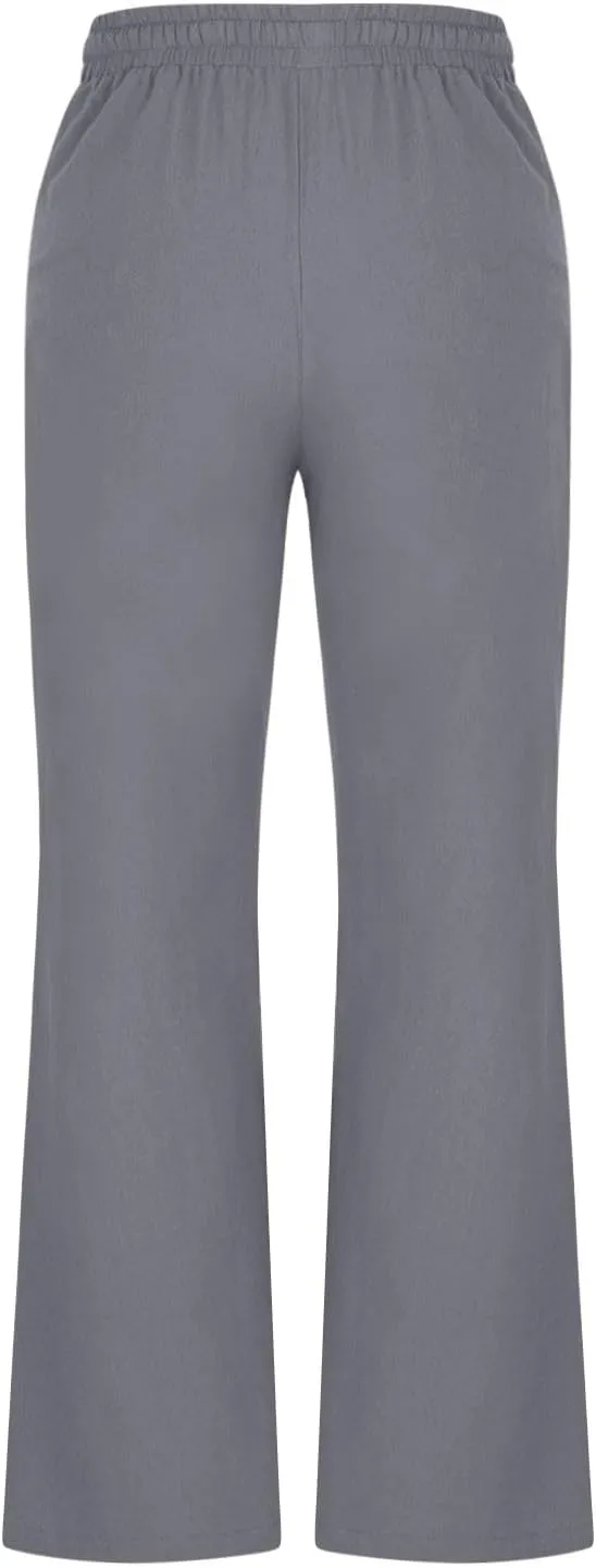 Linen Pants Women Summer Drawstring Plus Size Linen Pants for Women Casual Baggy High Waisted Pants Trousers