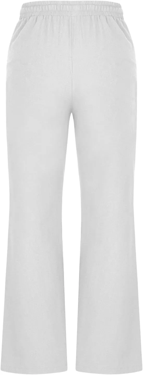 Linen Pants Women Summer Drawstring Plus Size Linen Pants for Women Casual Baggy High Waisted Pants Trousers