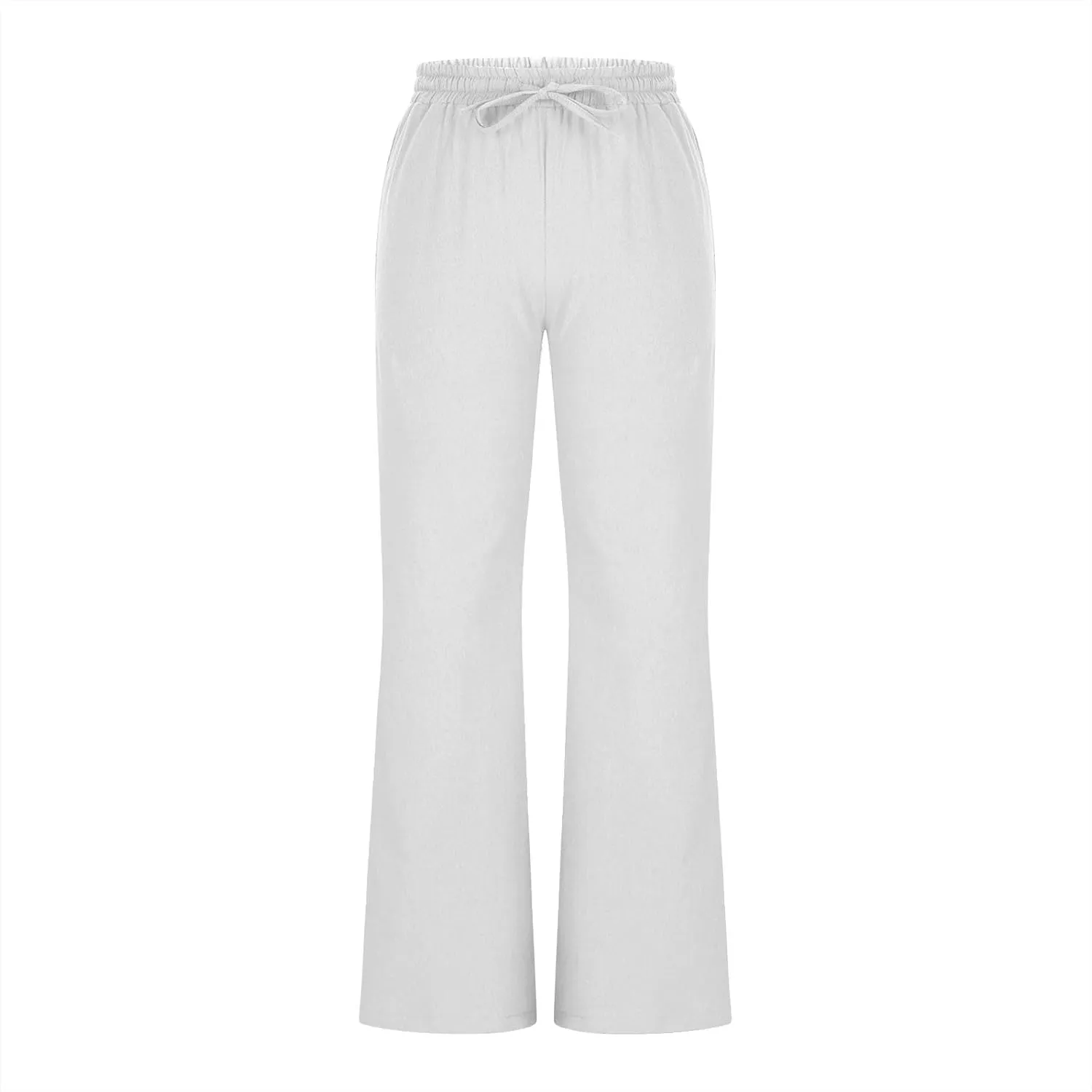 Linen Pants Women Summer Drawstring Plus Size Linen Pants for Women Casual Baggy High Waisted Pants Trousers