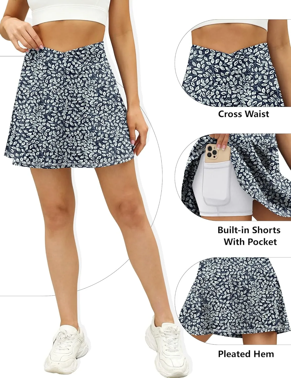 LouKeith Tennis Skirts for Women Pleated Crossover High Waisted Athletic Workout Golf Skorts Skirts with Shorts Pocket