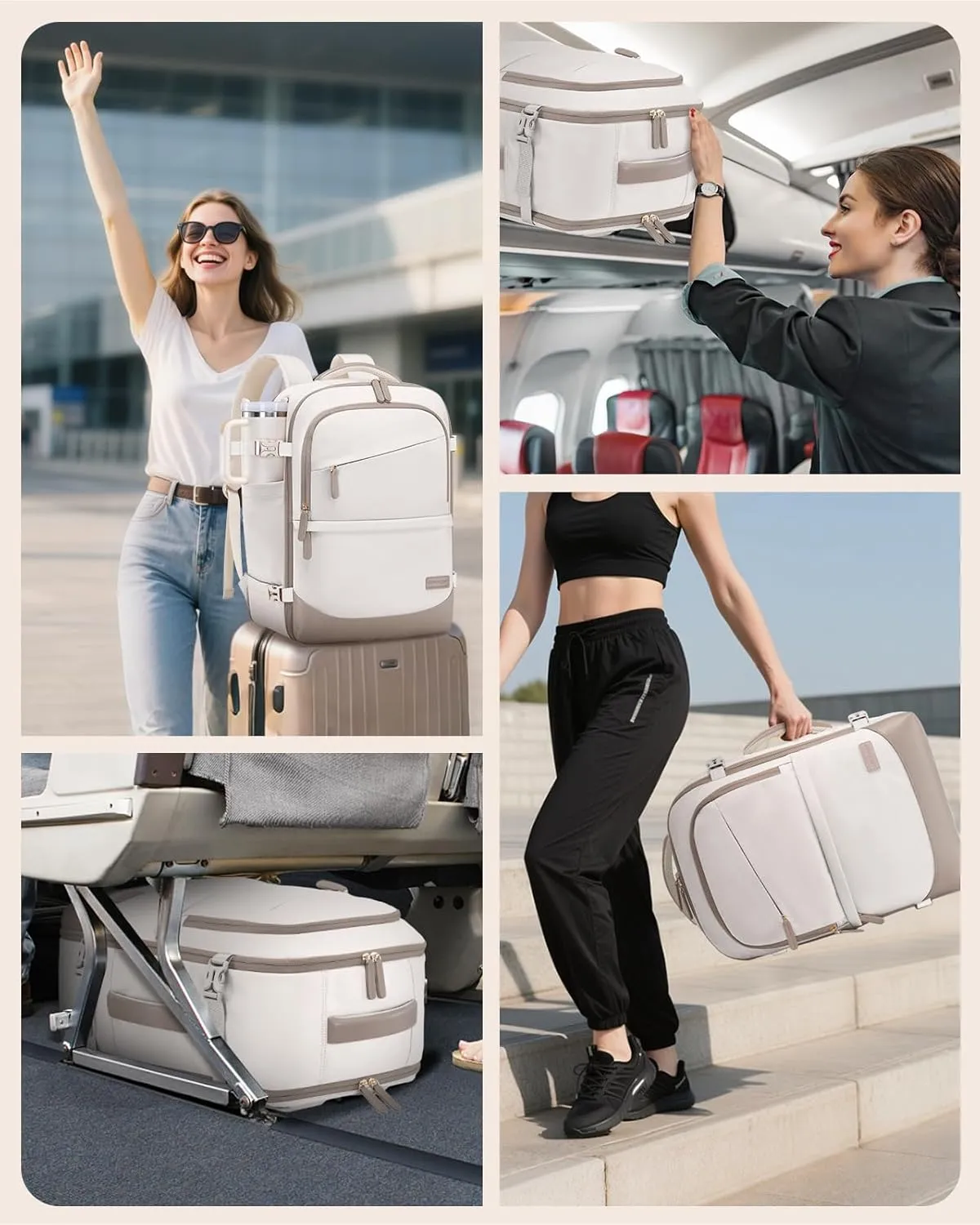 LOVEVOOK Travel Backpack for Women & Men, 40L Carry on Backpack Airline Approved, Large TSA Personal Item Travel Bag fits 17.3" Laptop, Business Weekender Bag for Essentials, 4Pcs