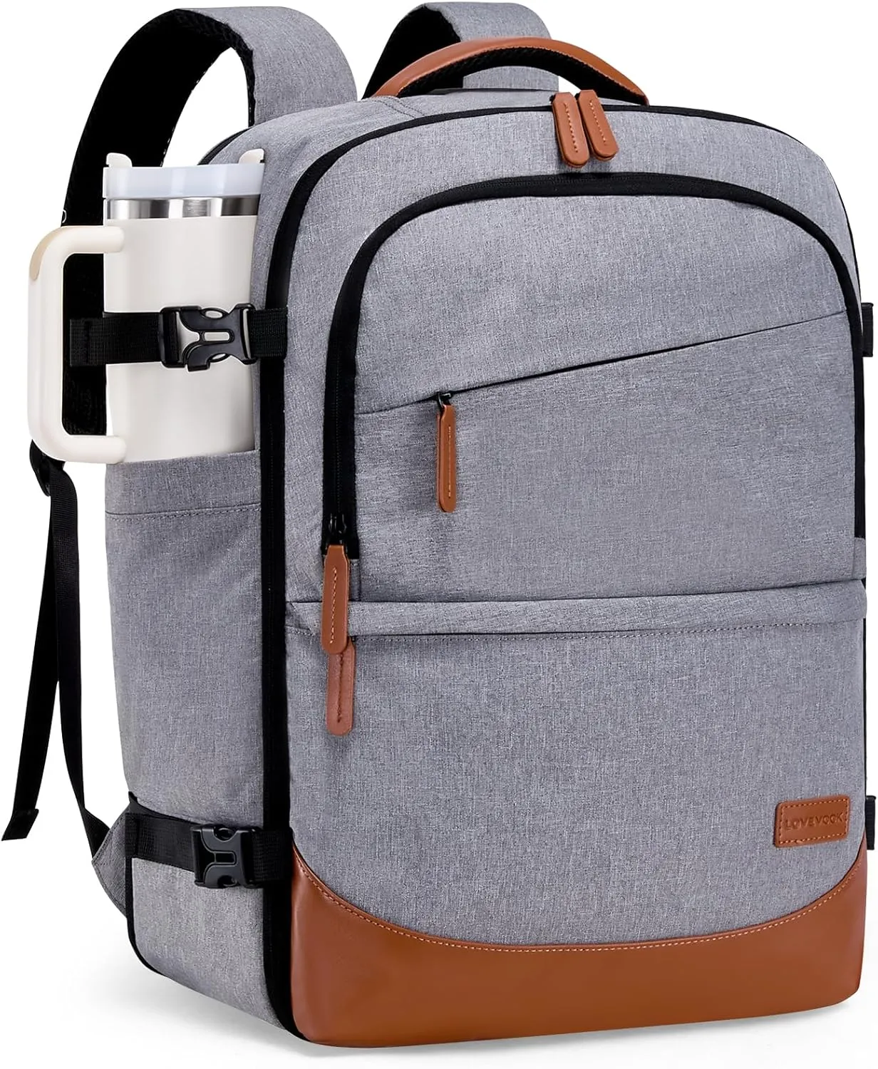 LOVEVOOK Travel Backpack for Women & Men, 40L Carry on Backpack Airline Approved, Large TSA Personal Item Travel Bag fits 17.3" Laptop, Business Weekender Bag for Essentials, 4Pcs