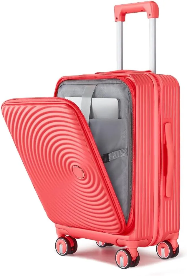 Luggage Sets 3 Piece(20/24/28), Expandable Carry On Luggage with TSA Lock Airline Approved, 100% PC Hard Shell and Lightweight Suitcase with Front Pocket and Spinner Wheels (Orange   PC-4)