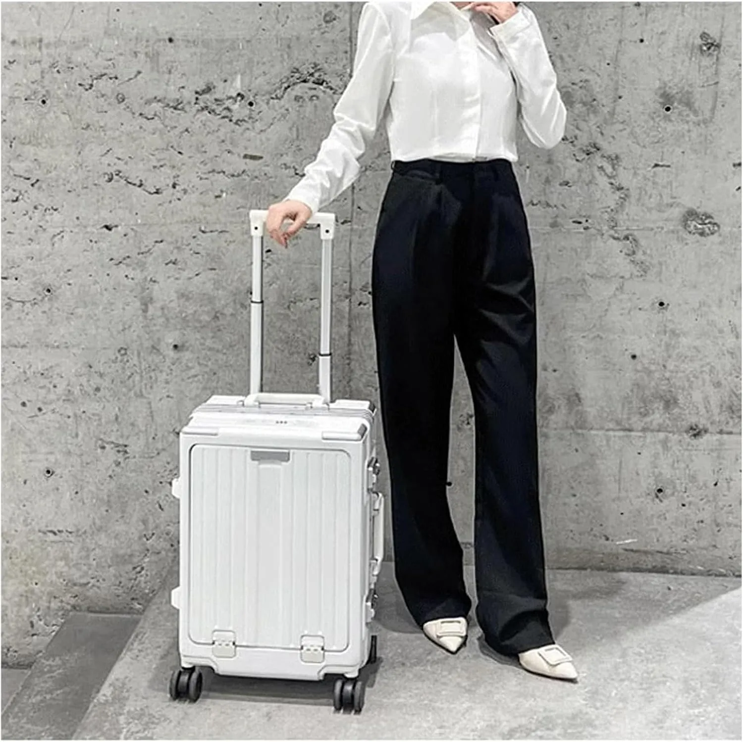 Luggage Suitcases With Wheels Large Capacity Carry On Luggage With Usb Charging Port Tsa Customs Lock Light Suitcase Travel(Color:Gris,Size:24 in)