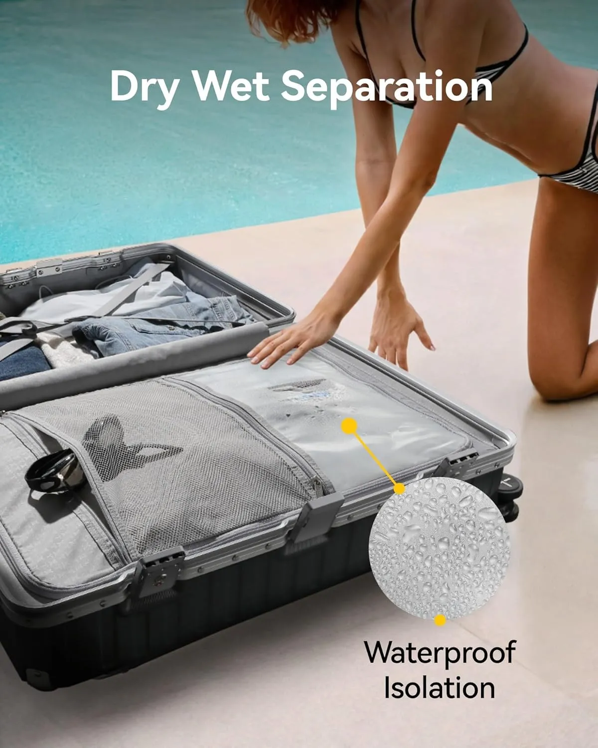 LUGGEX Aluminum Frame Luggage with Spinner Wheels, Zipperless Polycarbonate Hard Shell Suitcase, Carry On 20 Inch, White