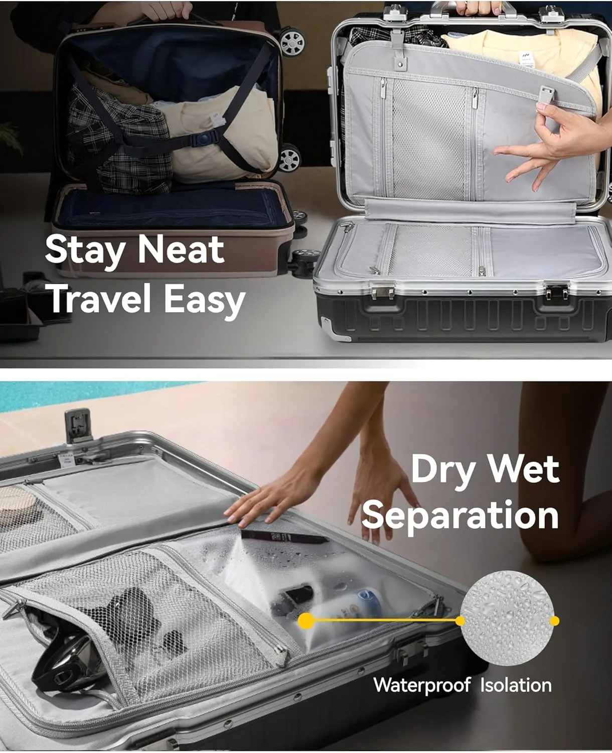 LUGGEX Zipperless Luggage with Spinner Wheels - Polycarbonate Aluminum Hard Shell Suitcase, Carry-On 20-Inch, Black