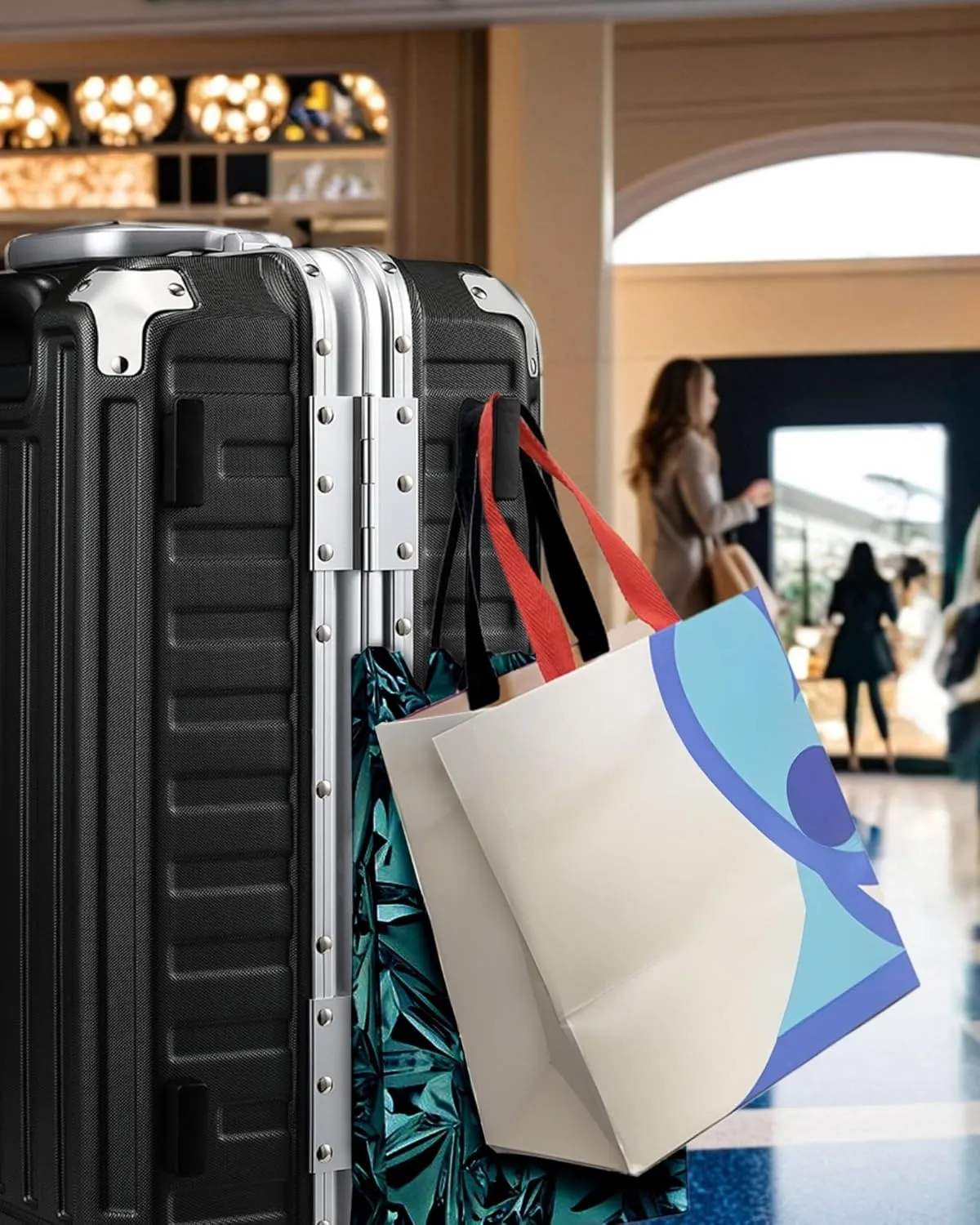 LUGGEX Zipperless Luggage with Spinner Wheels - Polycarbonate Aluminum Hard Shell Suitcase, Carry-On 20-Inch, White