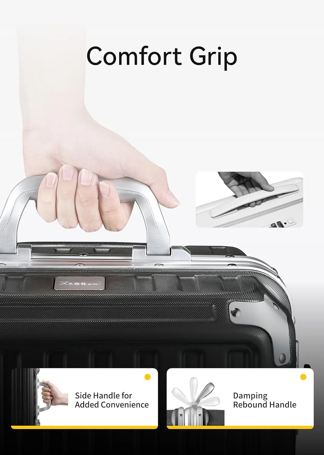 LUGGEX Zipperless Luggage with Spinner Wheels - Polycarbonate Aluminum Hard Shell Suitcase, Carry-On 20-Inch, White