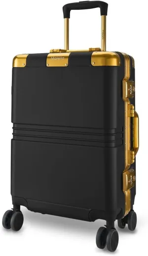 Maleta Gold Series Check-in 24 inch, Corner Protection Aluminium Frame Medium Size Trolley Bags for Luggage Suitcase for Travel (Black, Checkin-Medium)