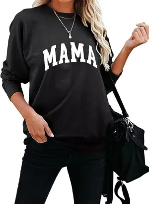 Mama Sweatshirt Leopard Mama Letter Graphic Shirt Mom Sweatshirt Pullover Sweater for Women