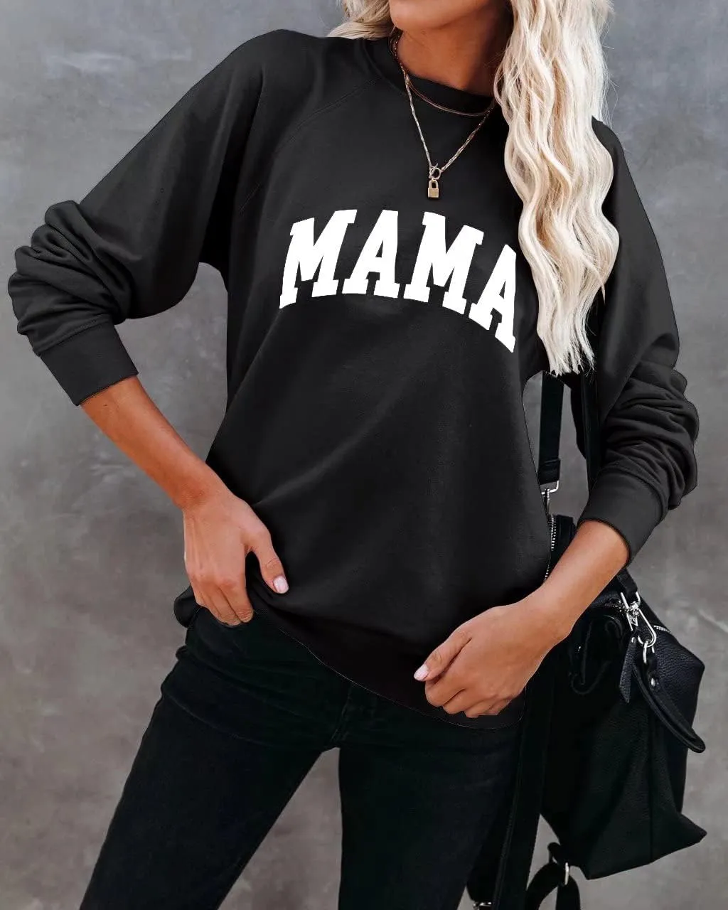 Mama Sweatshirt Leopard Mama Letter Graphic Shirt Mom Sweatshirt Pullover Sweater for Women