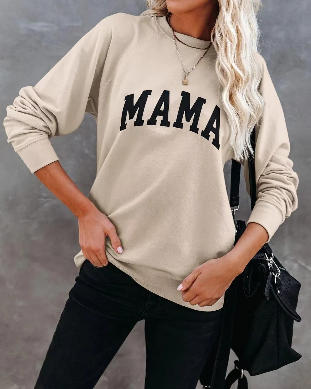 Mama Sweatshirt Leopard Mama Letter Graphic Shirt Mom Sweatshirt Pullover Sweater for Women