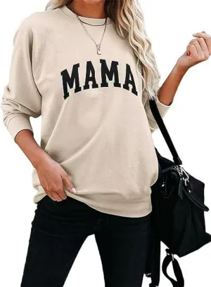 Mama Sweatshirt Leopard Mama Letter Graphic Shirt Mom Sweatshirt Pullover Sweater for Women