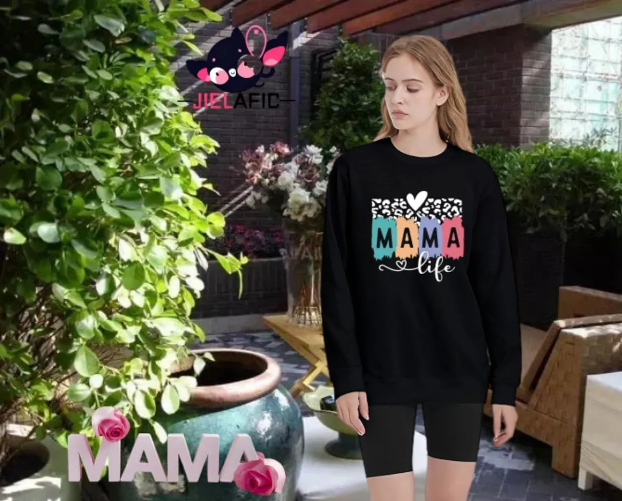 Mama Sweatshirt Leopard Mama Letter Graphic Shirt Mom Sweatshirt Pullover Sweater for Women