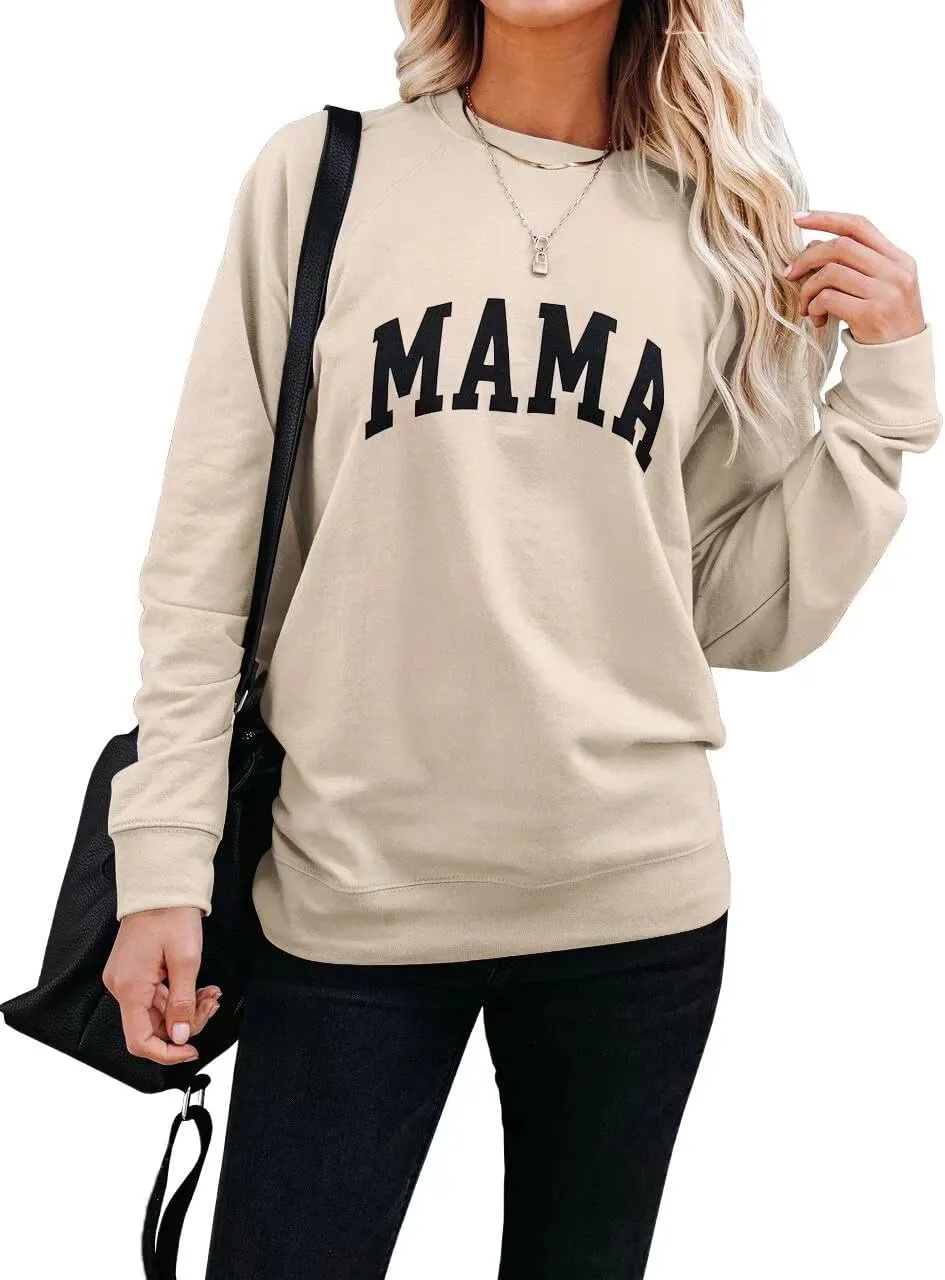 Mama Sweatshirt Leopard Mama Letter Graphic Shirt Mom Sweatshirt Pullover Sweater for Women
