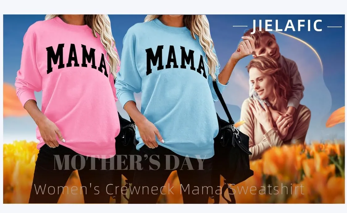 Mama Sweatshirt Leopard Mama Letter Graphic Shirt Mom Sweatshirt Pullover Sweater for Women