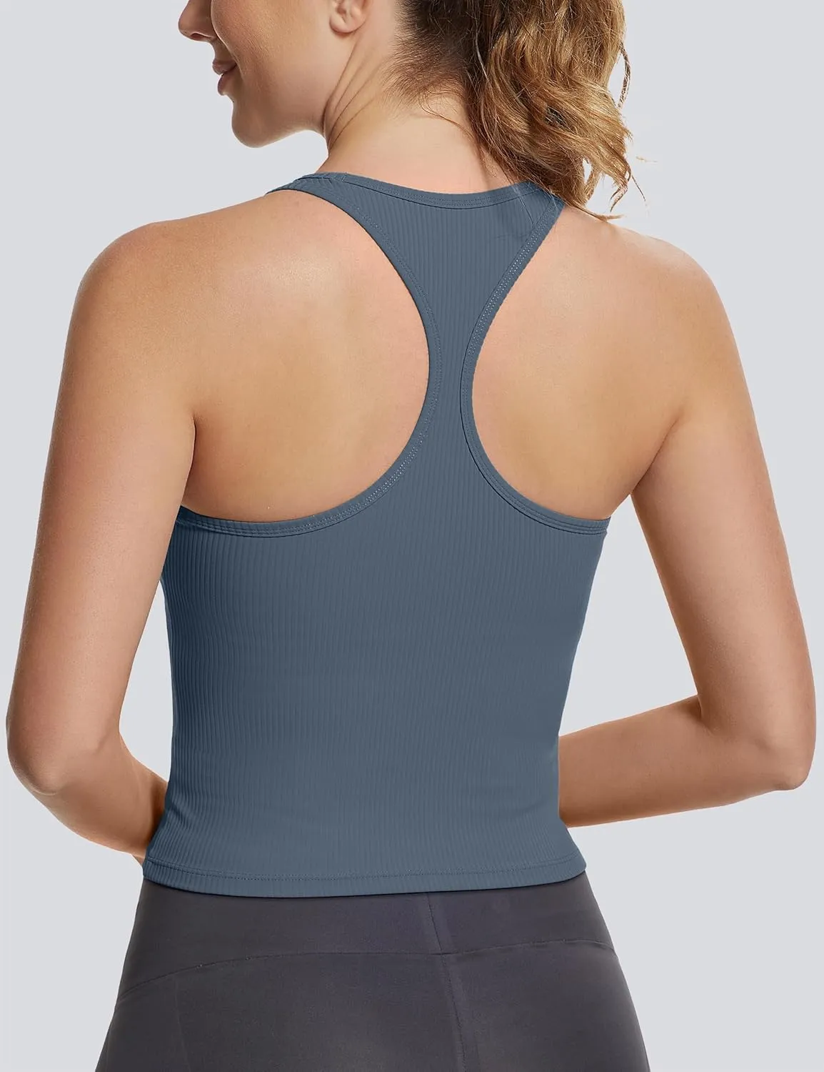 MathCat Ribbed Workout Tank Tops for Women with Built in Bra Tanks Sleeveless Athletic Vests Racerback Casual Yoga