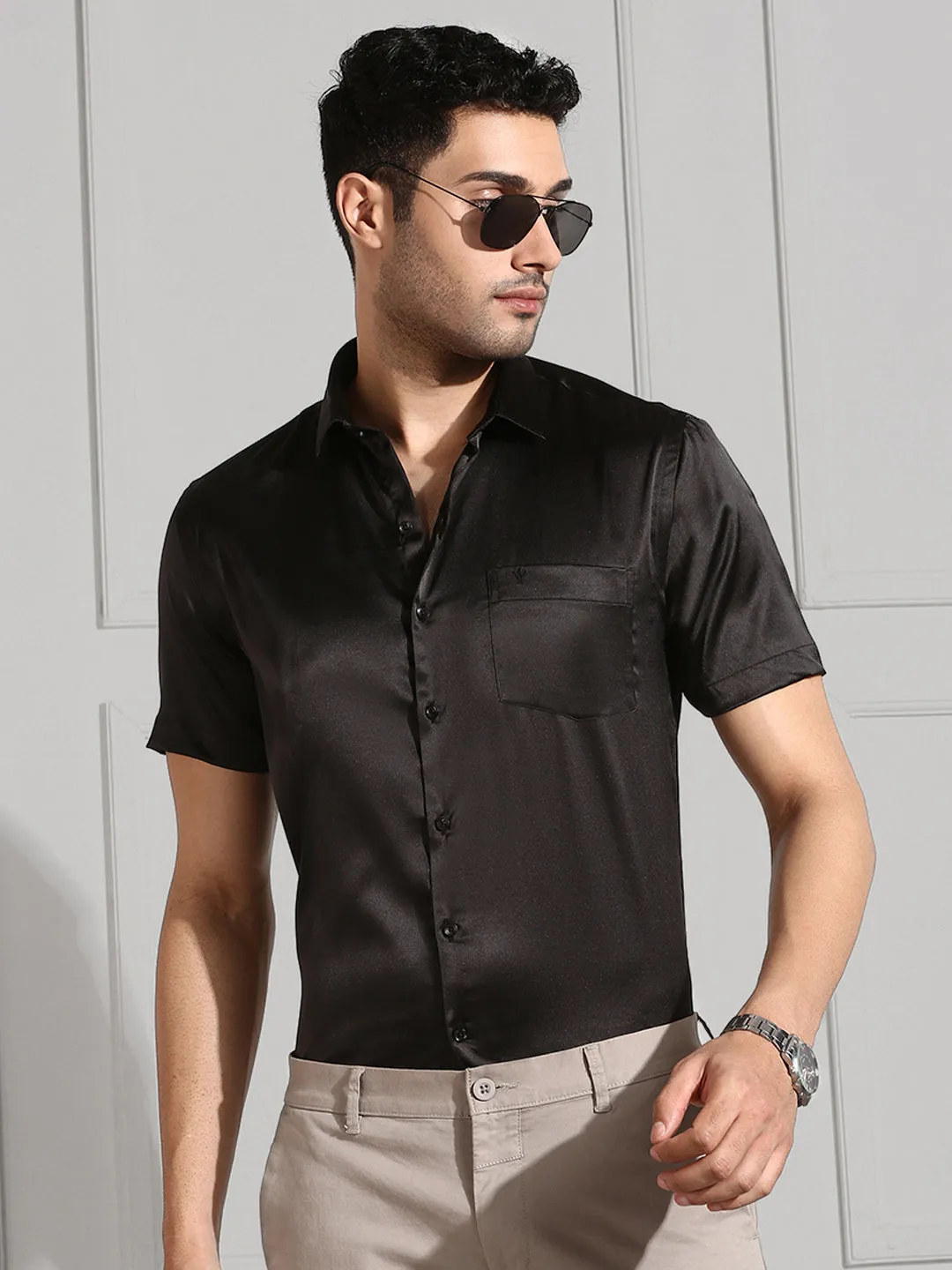 Men Stretch Poly shirt Black PS5