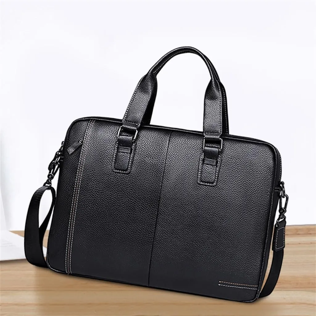 Men's Bag Leather Computer Bag Men's Handbag Cowhide Business Large Capacity Briefcase