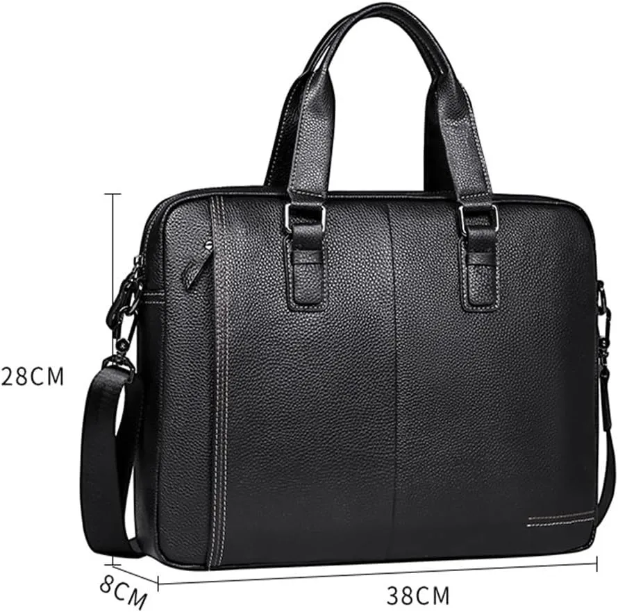 Men's Bag Leather Computer Bag Men's Handbag Cowhide Business Large Capacity Briefcase