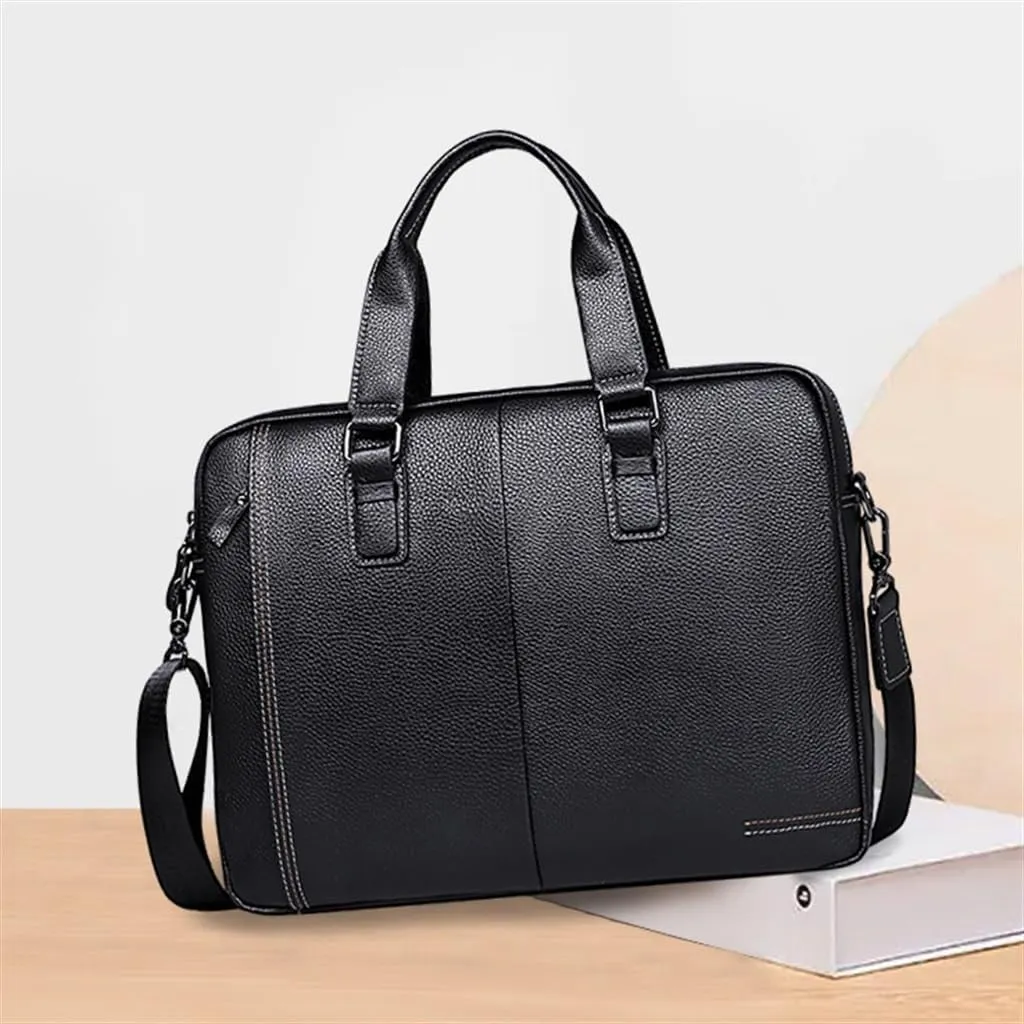 Men's Bag Leather Computer Bag Men's Handbag Cowhide Business Large Capacity Briefcase