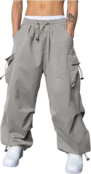 Men's Baggy Cargo Pants Casual Parachute Cargo Pants Stretch Loose Fit Joggers Multi Pockets