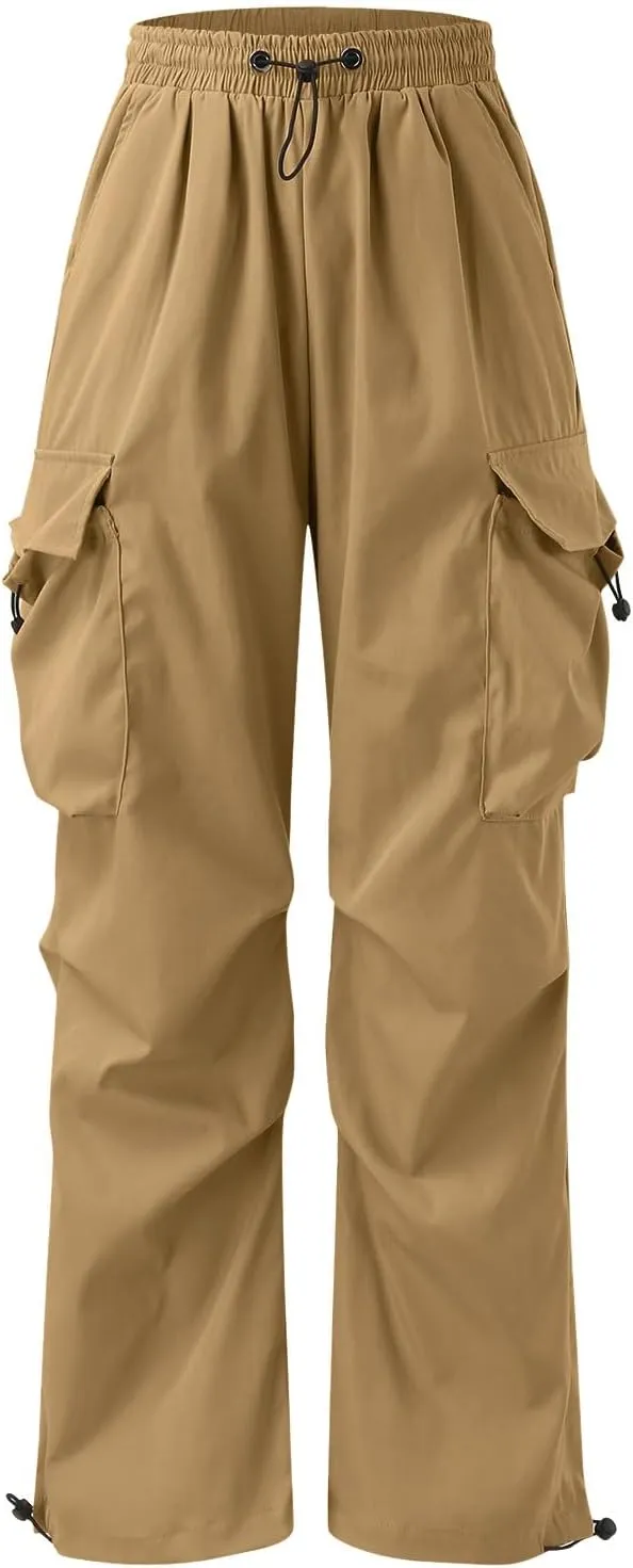 Men's Baggy Cargo Pants Trendy Casual Parachute Pants Stretch Loose Fit Streetwear with Pockets
