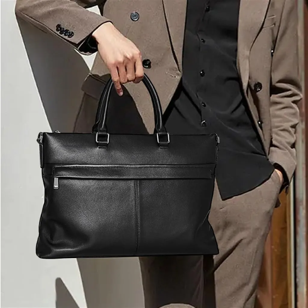 Men's Bags Leather Men's Handbags Cowhide Computer Bag 15.6 Inch Business Large Capacity Briefcase Crossbody Bag