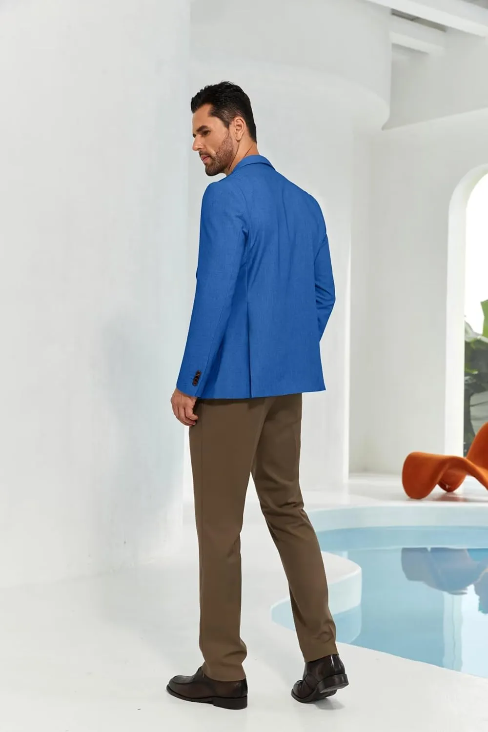 Mens Casual Blazer Slim Fit Suit Two Button Blazer Jacket Lightweight Knit Sport Coat