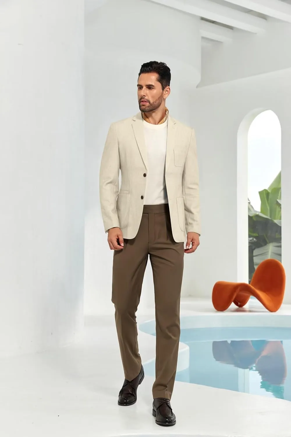 Mens Casual Blazer Slim Fit Suit Two Button Blazer Jacket Lightweight Knit Sport Coat