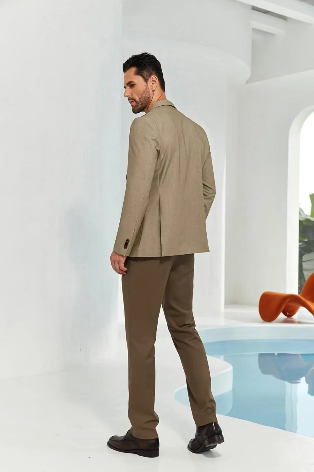 Mens Casual Blazer Slim Fit Suit Two Button Blazer Jacket Lightweight Knit Sport Coat