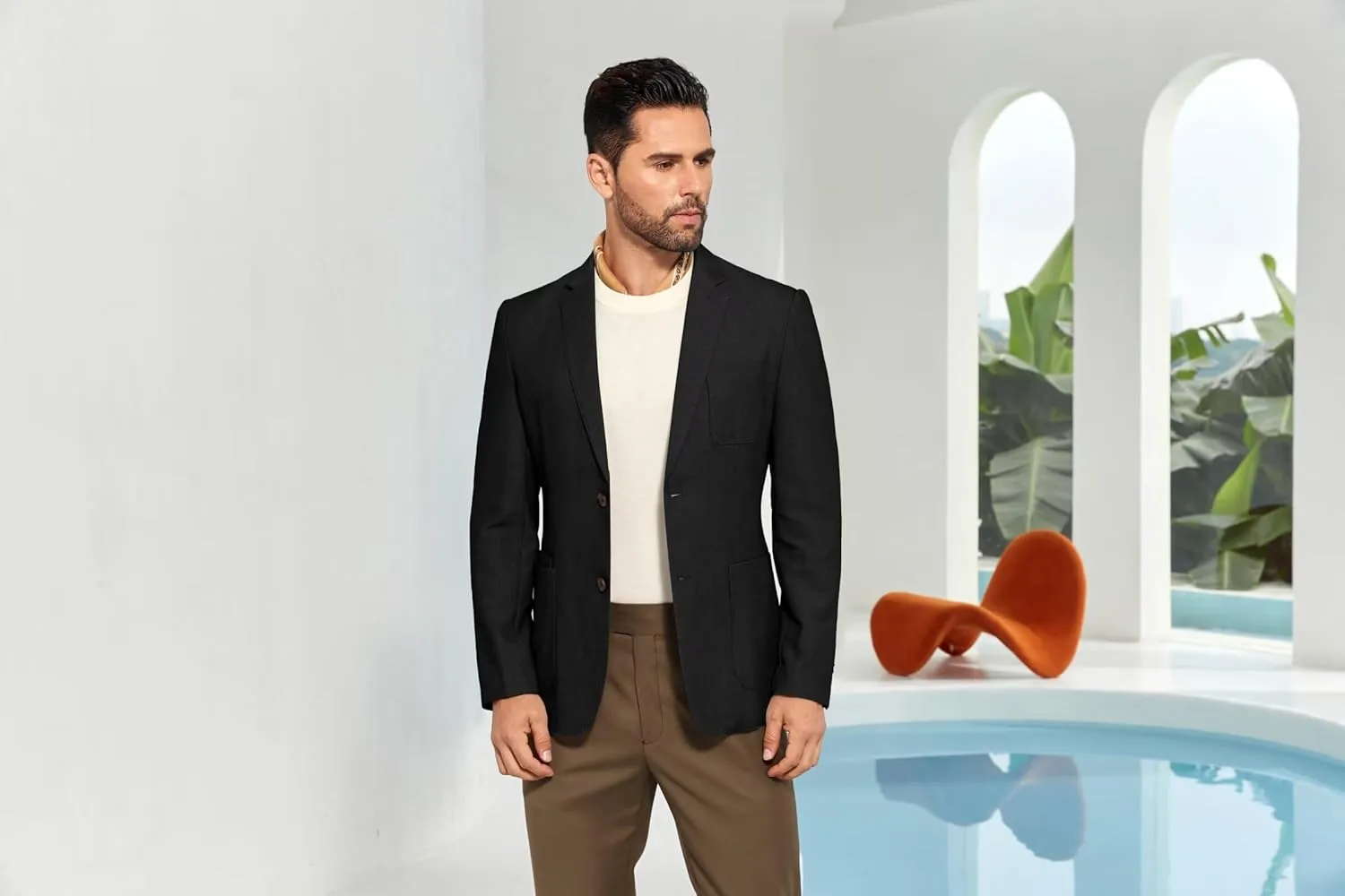 Mens Casual Blazer Slim Fit Suit Two Button Blazer Jacket Lightweight Knit Sport Coat